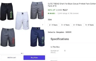 Short For Boys (Pack of 5) at ₹237