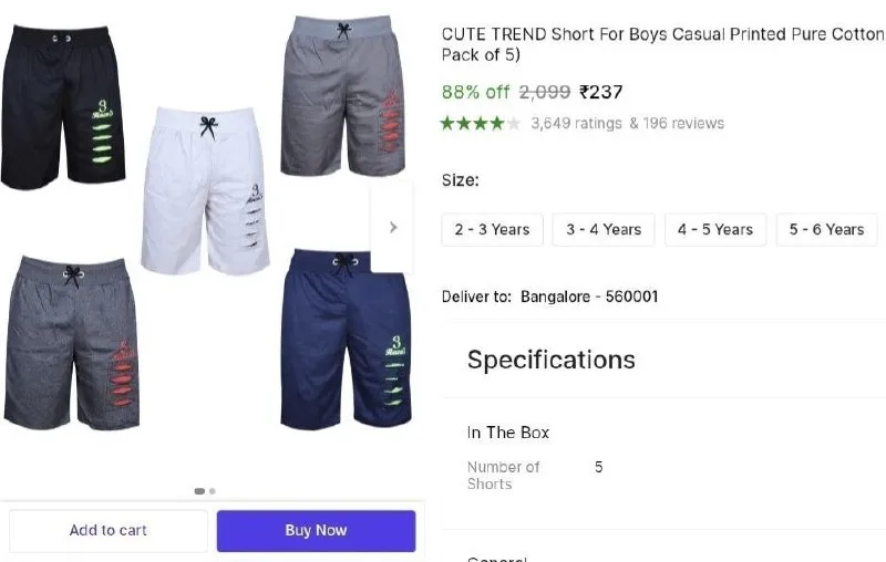 Short For Boys (Pack of 5) at ₹237