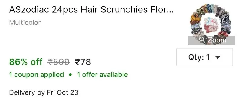 ASzodiac 24pcs Hair Scrunchies Floral Printed Hair Accessories Set for Women or Girl Scrunchies at ₹78