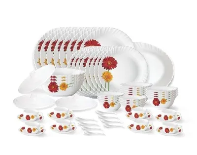 Larah by Borosil Opalware Dinner Set 63 Pieces at ₹2,849