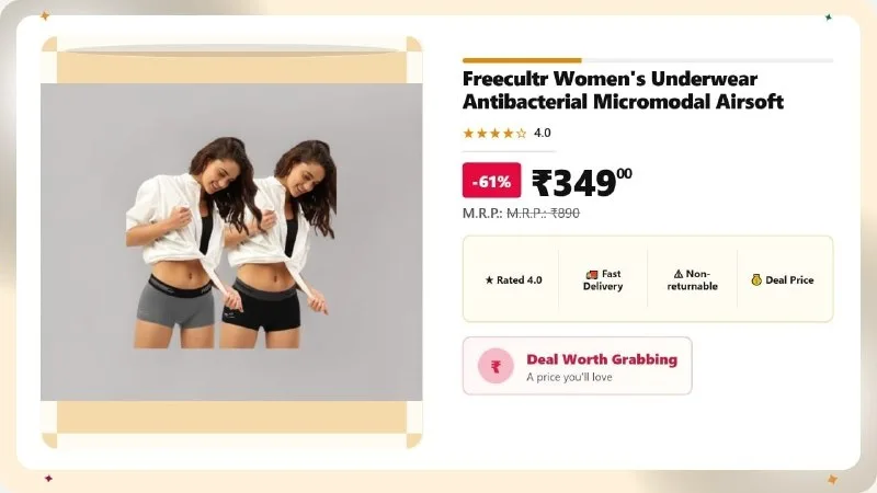 Freecultr Micromodal Airsoft Women’s Boyshort (Pack Of 2) at ₹349