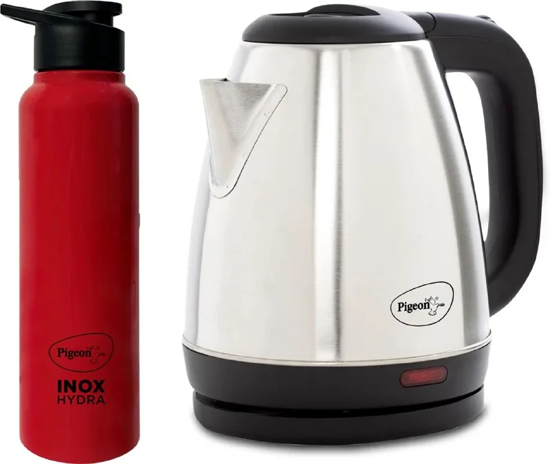 Pigeon Kettle+Water Bottle Electric Kettle with Bottle (1.5 L, Silver) at ₹616