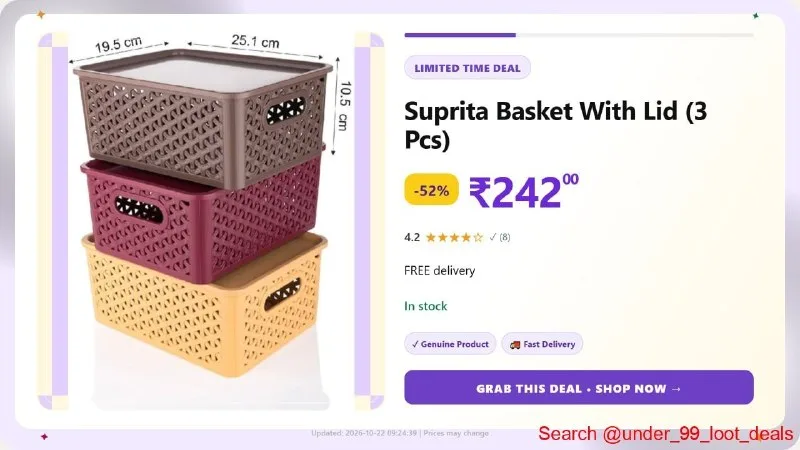 Suprita Basket With Lid (3 Pcs) at ₹242