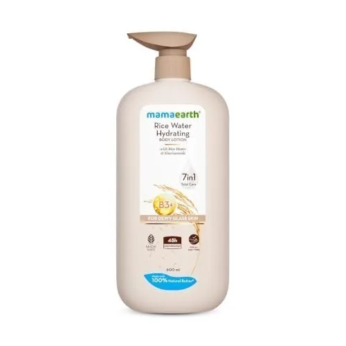 Mamaearth Rice Water Hydrating Body Lotion with Rice Water & Niacinamide for Dewy Glass Skin 600ml | 48H Moisturization | Nourishes Skin | 7 at ₹267