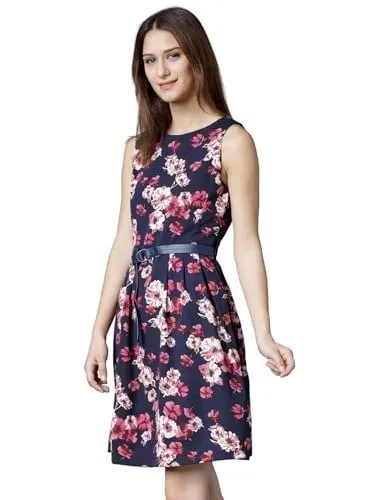 Tokyo Talkies Women's Sleeveless Boat Neck Printed Dresses | Stylish Dresses | Casual Dresses at ₹183