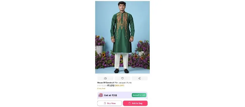 House Of Sanskruti Men Jacquard Kurta at ₹1,019