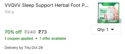 VVQVV Sleep Support Herbal Foot Patch | Pain Relief & Detox Pads at ₹73
