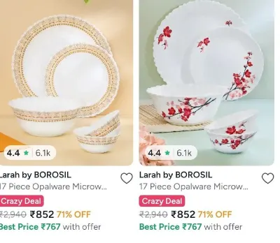 Larah By Borosil Dinner Set at ₹852