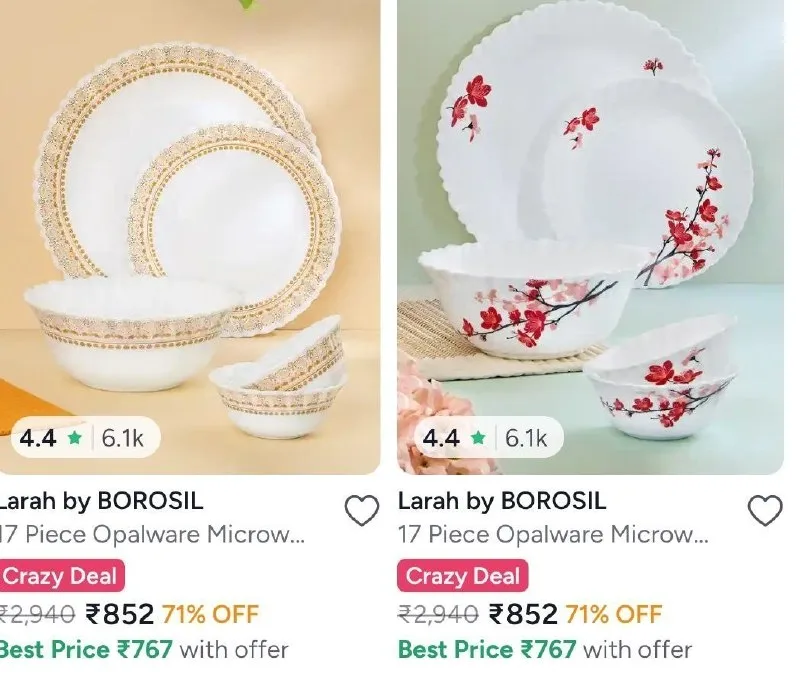 Larah By Borosil Dinner Set at ₹852