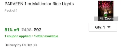 PARVEEN 1 m Multicolor Rice Lights at ₹92
