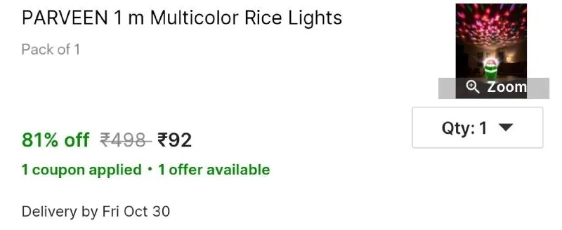 PARVEEN 1 m Multicolor Rice Lights at ₹92