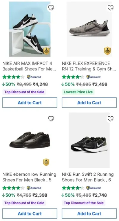 Nike Sneakers & Running Shoes – At 50% Off