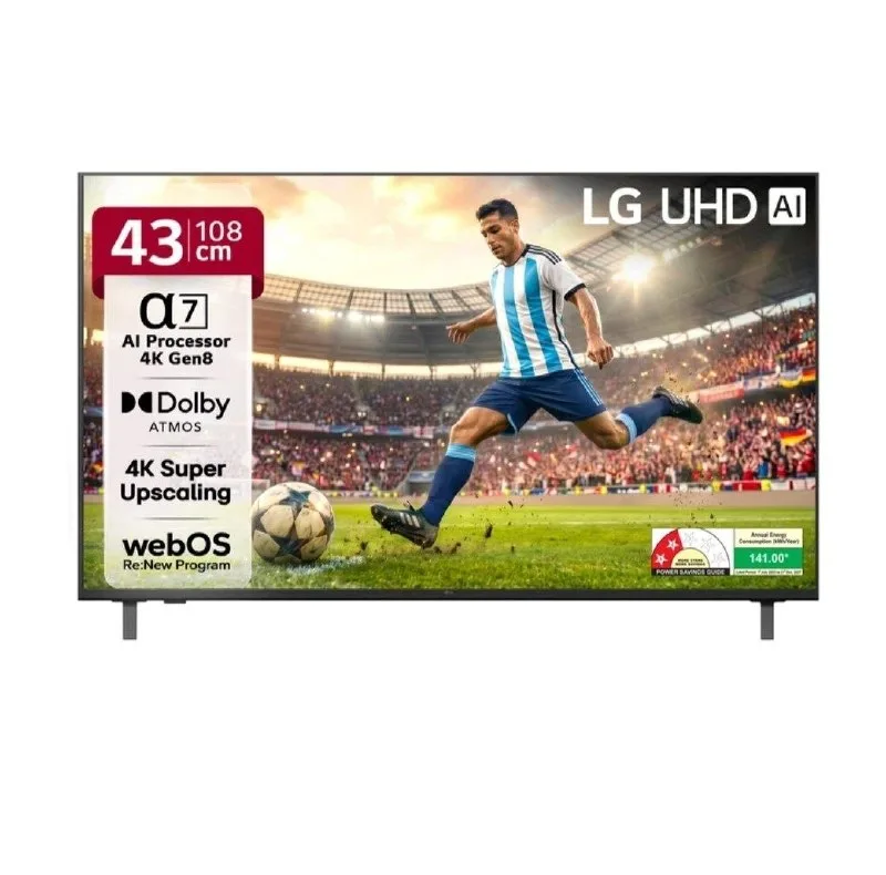 LG AI TV UA7380 108 cm (43 inch) Ultra HD (4K) LED Smart WebOS TV with Alpha7 AI Processor 4K Gen8 | 4K Super Upscaling at ₹24,249