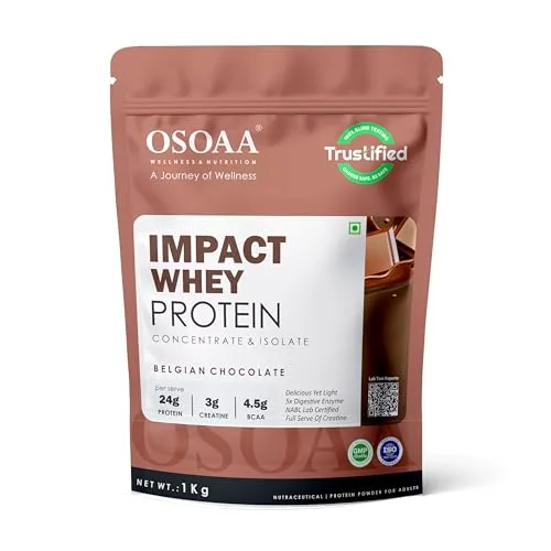 OSOAA Impact Whey Protein 1kg- Belgian Chocolate | Isolate & at ₹1,329