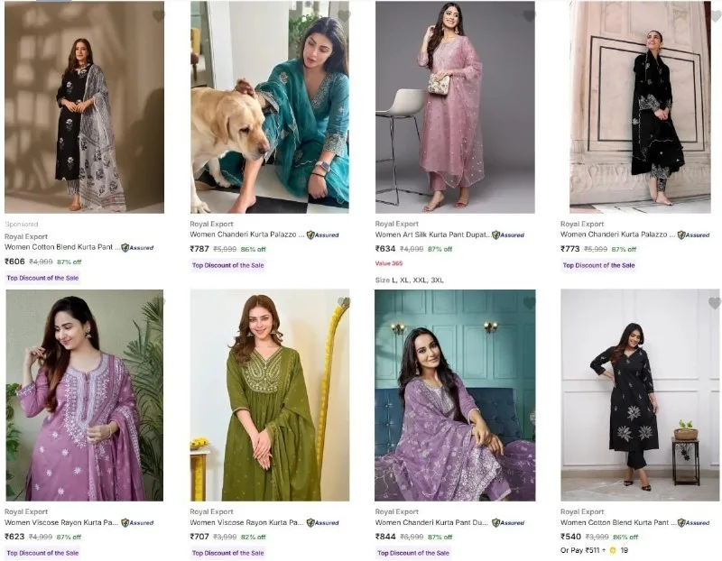 Loot : Royal Export Women's Ethnic Sets Upto 90% Off