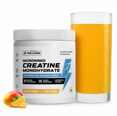 Wellcore Micronised Monohydrate Creatine (307g, Tropical Tango) at ₹889