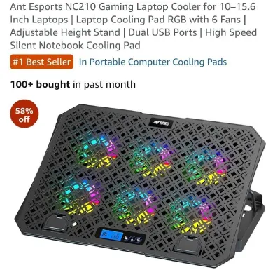 Ant Esports Gaming Laptop RGB Cooling Pad at ₹849