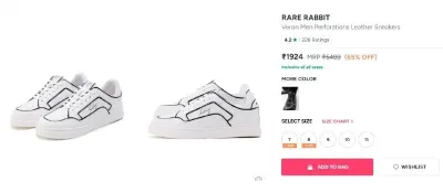 Rare Rabbit Leather Sneaker at ₹1,754