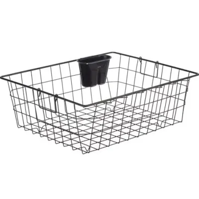 Solimo Steel Dish Drainer with Cutlery Stand | Bartan, Plate & Utensil Drying Kitchen Basket | Rectangular | Black at ₹617