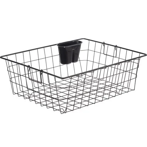 Solimo Steel Dish Drainer with Cutlery Stand | Bartan, Plate & Utensil Drying Kitchen Basket | Rectangular | Black at ₹617