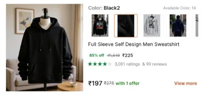 Self Design Sweatshirt at ₹225