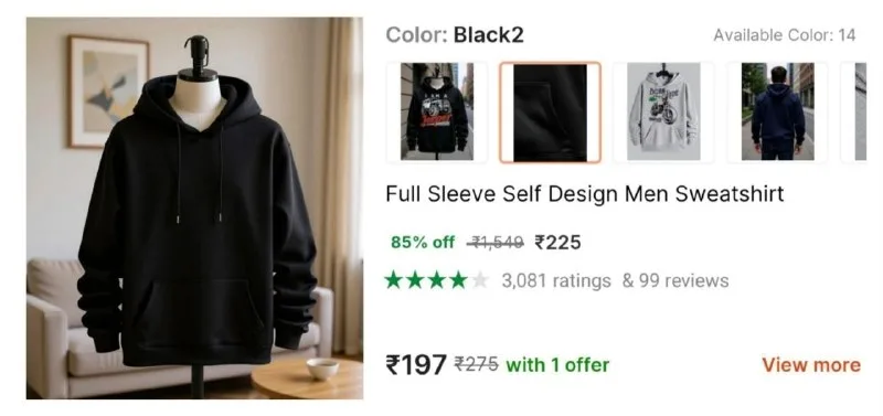 Self Design Sweatshirt at ₹225