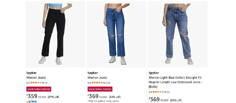 Upto 87% Off On Spykar Jeans