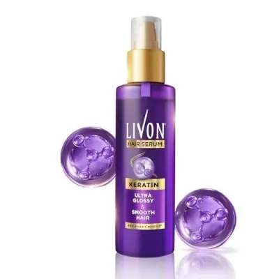 Livon Keratin Hair Serum for Women & Men | Ultra Glossy & Smooth Hair | 48Hr Frizz Control | Hair Serum for Dry, Rough & Damaged Hair | 48ml at ₹79