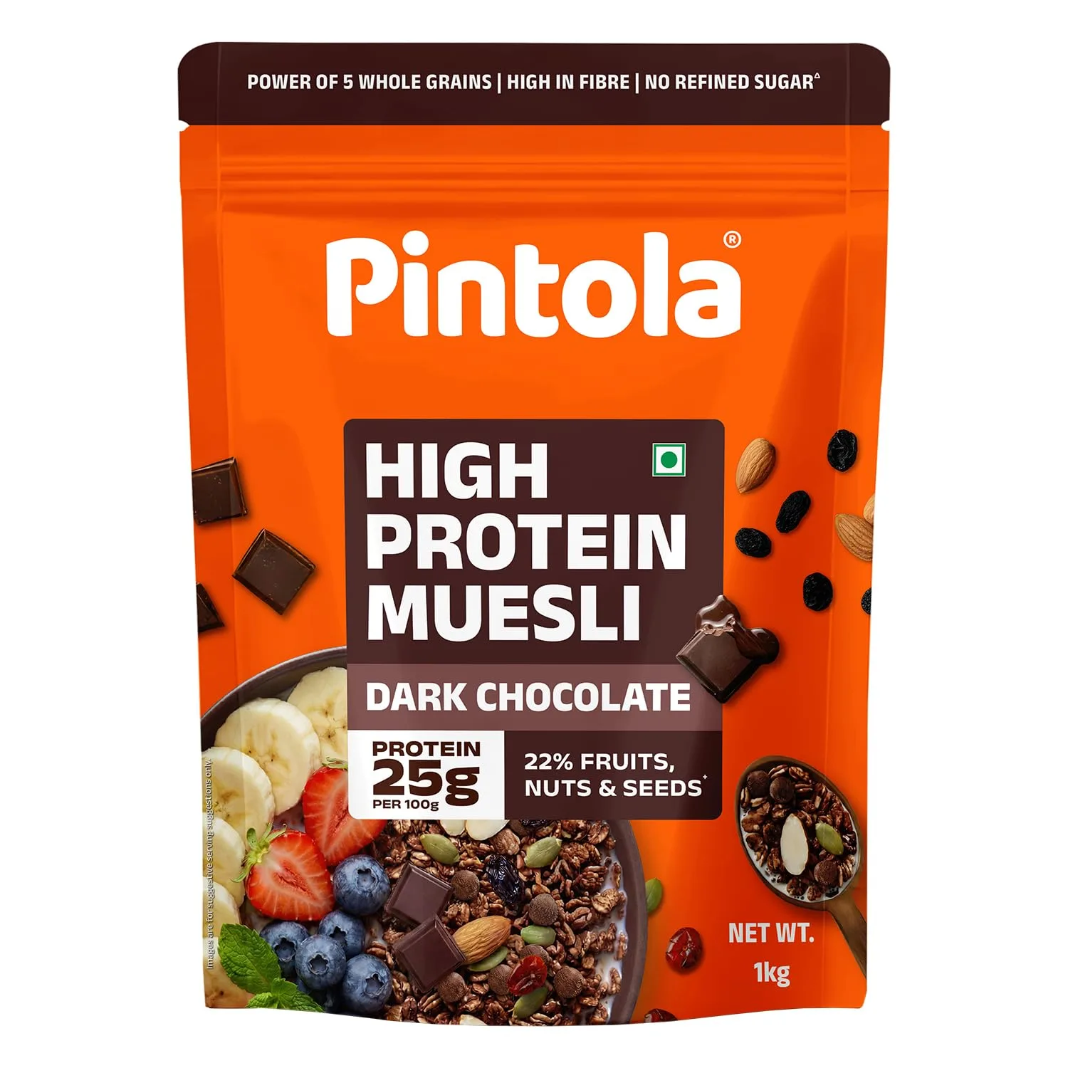 Pintola 25g High Protein Dark Chocolate & Cranberry Muesli 1kg at ₹549