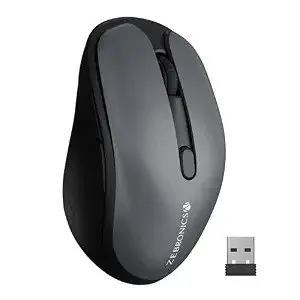 ZEBRONICS Charm Rechargeable Wireless Mouse, Dual Mode (2.4GHz + BT), Dual Bluetooth, Upto 1600 DPI, Silent Operation, 6 Buttons, Comfortabl at ₹376