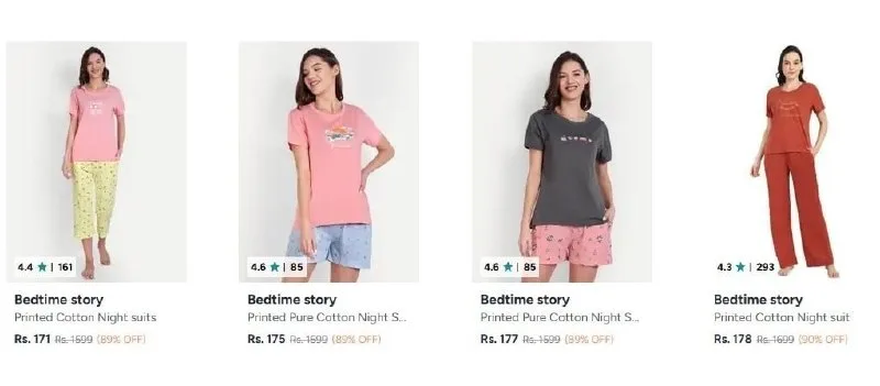 Women Night Suits at ₹171