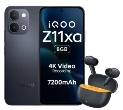 iQOO Z11xa 5G (Titan Black, 8+128 GB) Buds at ₹25,280