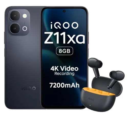 iQOO Z11xa 5G (Titan Black, 8+128 GB) Buds at ₹25,280