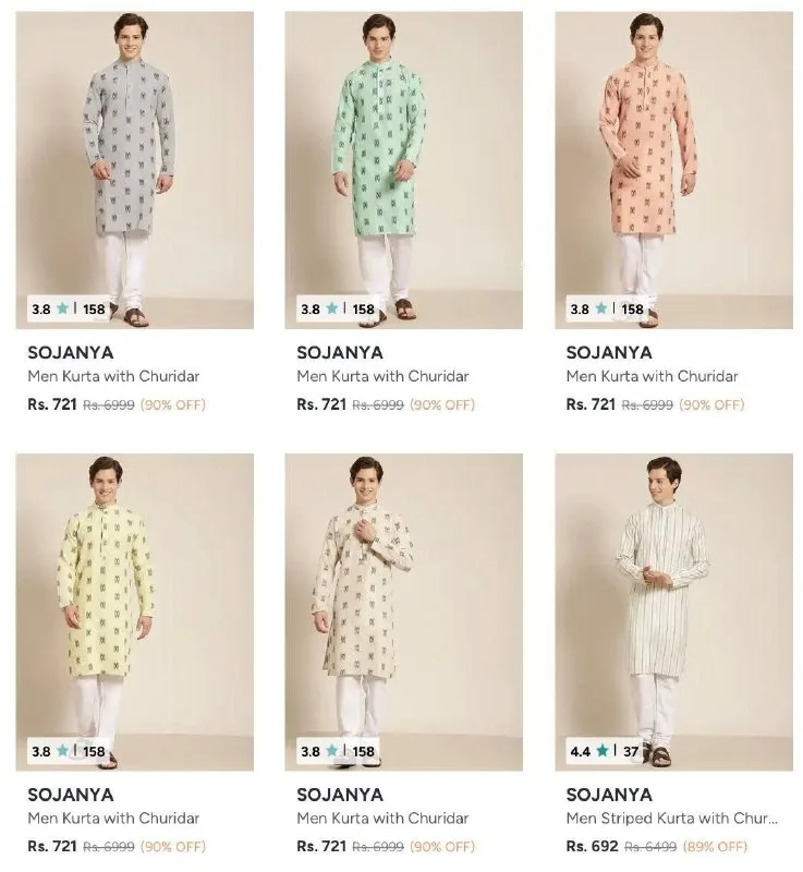 Upto 90% Off On Men’s Kurta