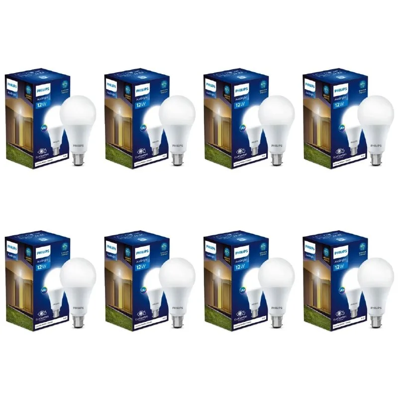 PHILIPS Base B22 12-Watt (Pack of 8, Cool Day Light) | LED bulb at ₹599