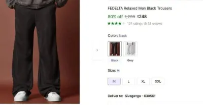 Relaxed Men's Black Trousers at ₹248
