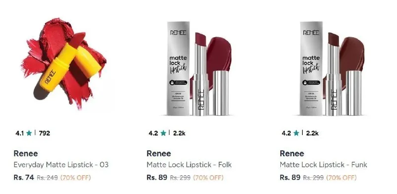Renee Lipstick from ₹74