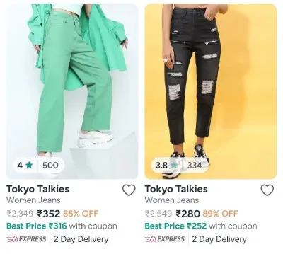 Upto 79% Off on Womens Jeans Below Rs.699