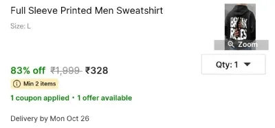 Full Sleeve Printed Men Sweatshirt at ₹328