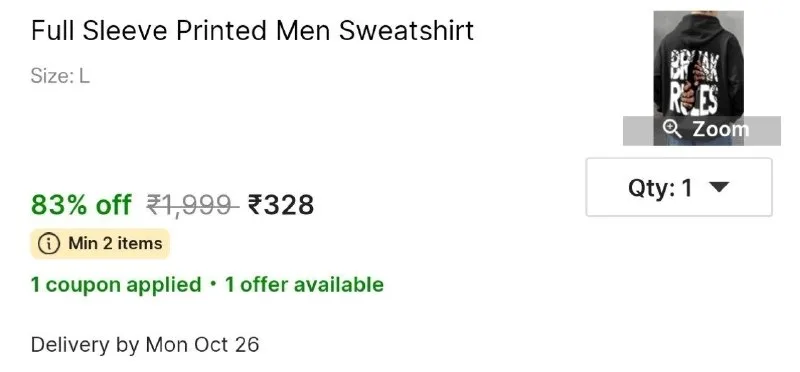 Full Sleeve Printed Men Sweatshirt at ₹328