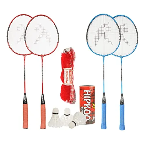 Hipkoo Sports Spirit Aluminum Badminton Complete Racquets Set | 4 Wide Body Racket, 3 Shuttlecocks and Net | Ideal for Beginner and Recreati at ₹539