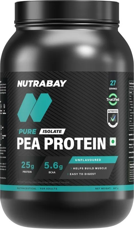Nutrabay Pea Protein Isolate (25g Protein + 5.6g BCAA) at ₹629