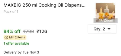 MAXBIG 250 ml Cooking Oil Dispenser Set at ₹126