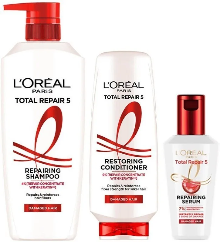L'Oréal Paris Total Repair 5 Shampoo 650ml + Conditioner 175ml + Serum 40ml at ₹492