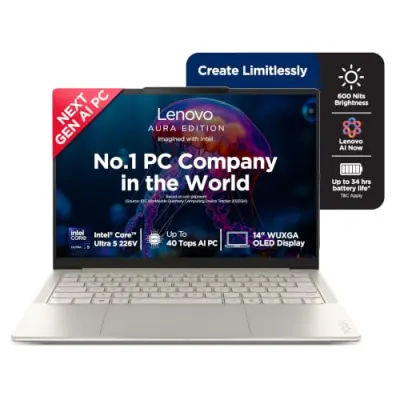 Lenovo Yoga Slim 7 Aura Edition Intel Evo Core Ultra 5 226V (16GB RAM/1TB SSD/14 (35.5cm)/WUXGA OLED/Copilot+ PC/Windows 11/MSO 365 Basic+Of at ₹1,16,