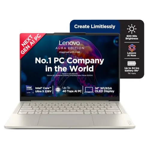 Lenovo Yoga Slim 7 Aura Edition Intel Evo Core Ultra 5 226V (16GB RAM/1TB SSD/14 (35.5cm)/WUXGA OLED/Copilot+ PC/Windows 11/MSO 365 Basic+Of at ₹1,16,