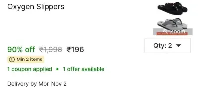 Oxygen Slippers at ₹196