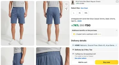 shreegitacraft Solid Men Blue Casual Shorts at ₹90