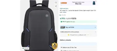 HP 32L Laptop Backpack at ₹373