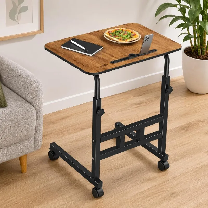 Amazon Basics Adjustable Sofa Side Table with Wheels, Portable Bedside Table for Bed and Sofa at ₹1,419